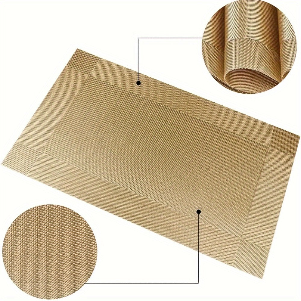 PVC Placemats Set of 6 Heat Resistant Non-Slip Washable Table Mats for Kitchen Dining Table, Easy Clean Vinyl Dinner Mats 11.8x17.7 Inch