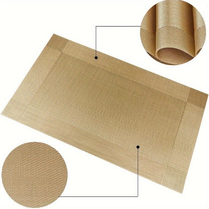 PVC Placemats Set of 6 Heat Resistant Non-Slip Washable Table Mats for Kitchen Dining Table, Easy Clean Vinyl Dinner Mats 11.8x17.7 Inch