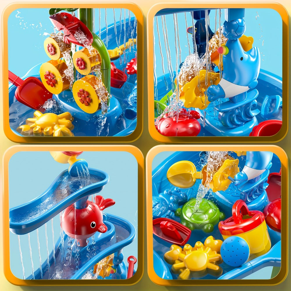 Sand and Water Table for Toddlers 3-Tier, Outdoor Sensory Play Set with Shovel Scoop & Strainer