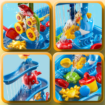 Sand and Water Table for Toddlers 3-Tier, Outdoor Sensory Play Set with Shovel Scoop & Strainer
