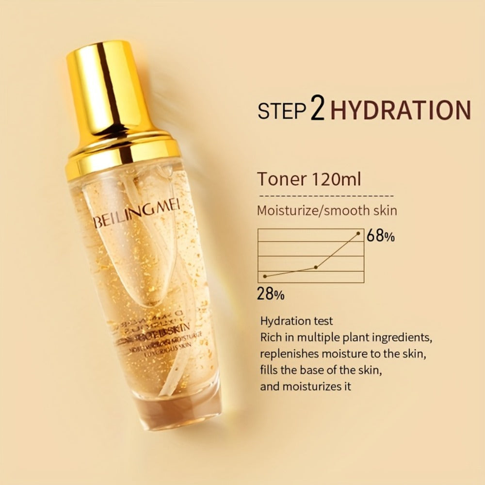 Skincare Gift Set for Women 9pcs Golden Luxury Kit, Niacinamide Collagen Hyaluronic Acid Daily Facial Care Premium Birthday Holiday Gift