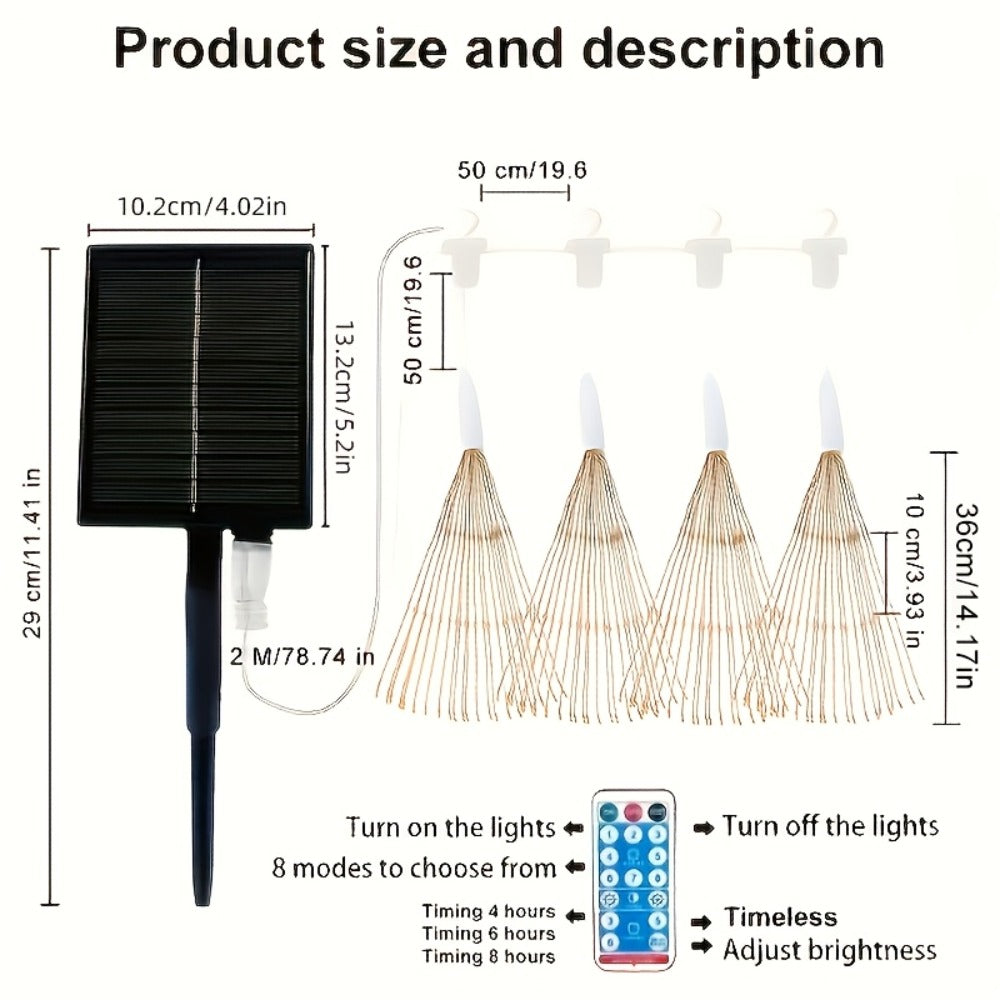 Solar Starburst Lantern Fairy Lights Outdoor 5 Pack 450 LED – Remote & Timer, 8 Modes, Adjustable Brightness