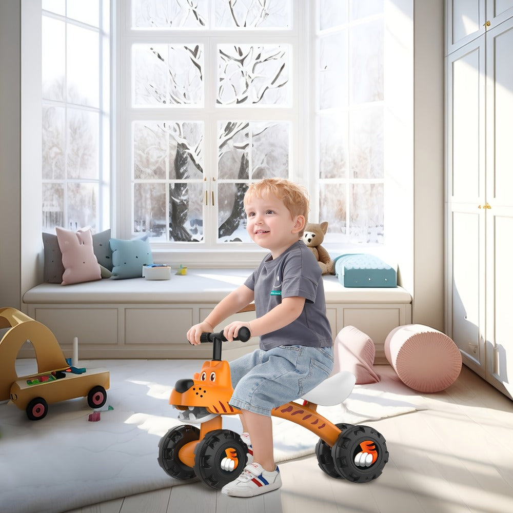 Baby Balance Bike 4 Wheels with Adjustable Seat Toddler Walker Ride On Toy with the Listed Color, Size or Set Options for Everyday Use