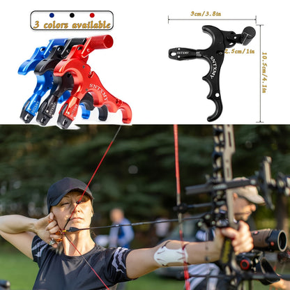 Archery Bow Release Aid for Compound Bow – 360° Rotating Aluminum Thumb Trigger Wrist Strap Release with Adjustable Sensitivity for Hunting