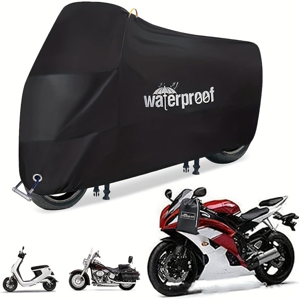 Motorcycle Cover Heavy Duty 210D – Waterproof, UV & Tear Resistant Motorbike Cover with Lock Holes | All-Weather Outdoor Protection