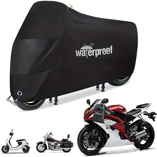 Motorcycle Cover Heavy Duty 210D – Waterproof, UV & Tear Resistant Motorbike Cover with Lock Holes | All-Weather Outdoor Protection