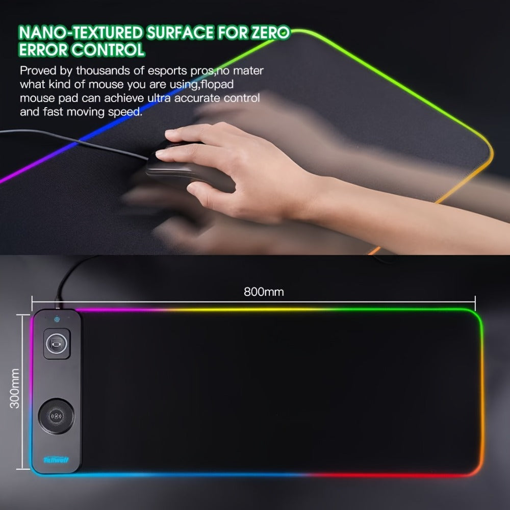 3-in-1 Wireless Charging Mouse Pad RGB, 15W Qi Charger for Phone, Watch & Mouse, 10 LED Modes, Magnetic Rechargeable Mouse Included