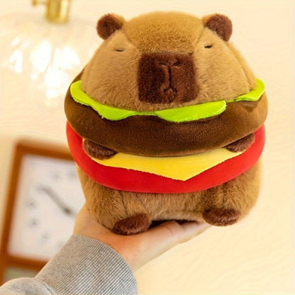 Capybara Plush Stuffed Animal Hamburger Burger Hat Funny Kawaii Plush Toy with the Listed Color, Size or Set Options for Everyday Use