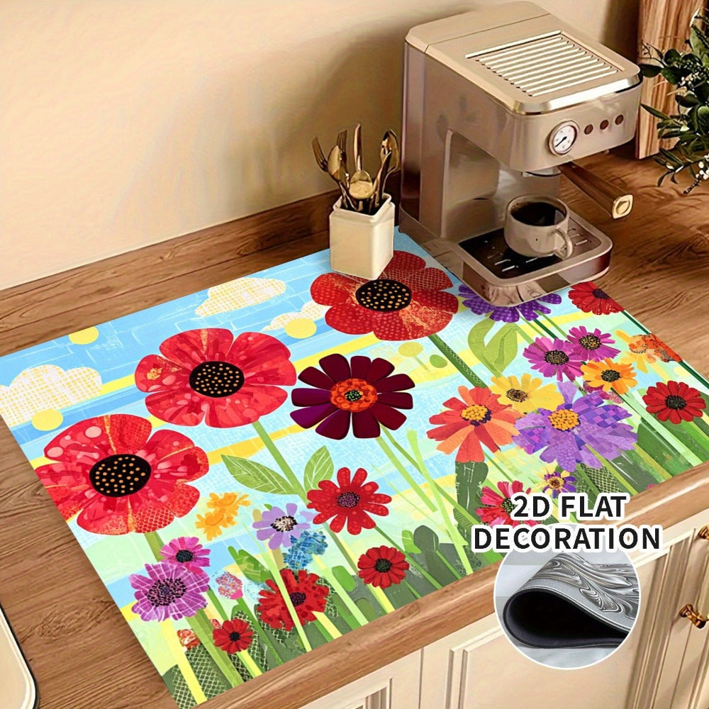 Stove Top Cover Mat Classic Tree Design, Heat-Resistant Decorative Stove Protector Pad with Branches & Leaves