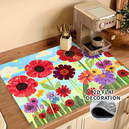Stove Top Cover Mat Classic Tree Design, Heat-Resistant Decorative Stove Protector Pad with Branches & Leaves