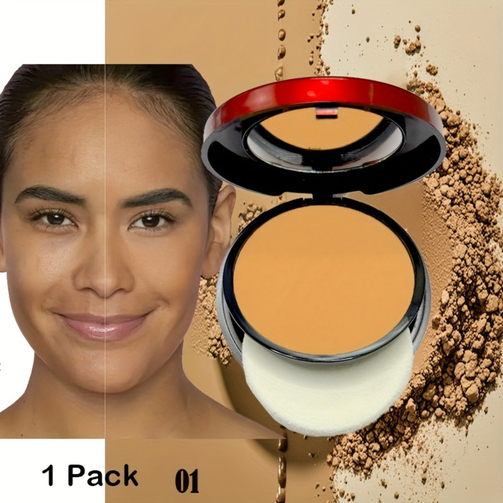 Pressed Powder Foundation Contour Matte Ful1l Coverage Oil Control Waterproof, 6 Shades Light to Dark