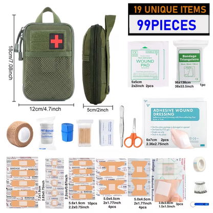 First Aid Kit 399pcs / 99pcs Professional Portable Survival Gear with Splints Scissors Tweezers for Hiking Camping Hunting Car Travel
