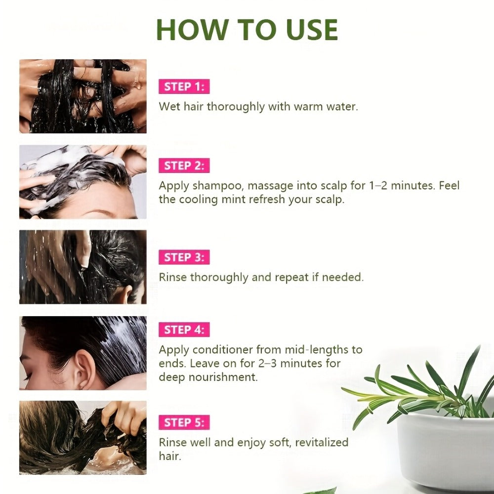 Rosemary Mint Shampoo & Conditioner Set with Rosemary Extract, Strengthening Hair Growth Formula