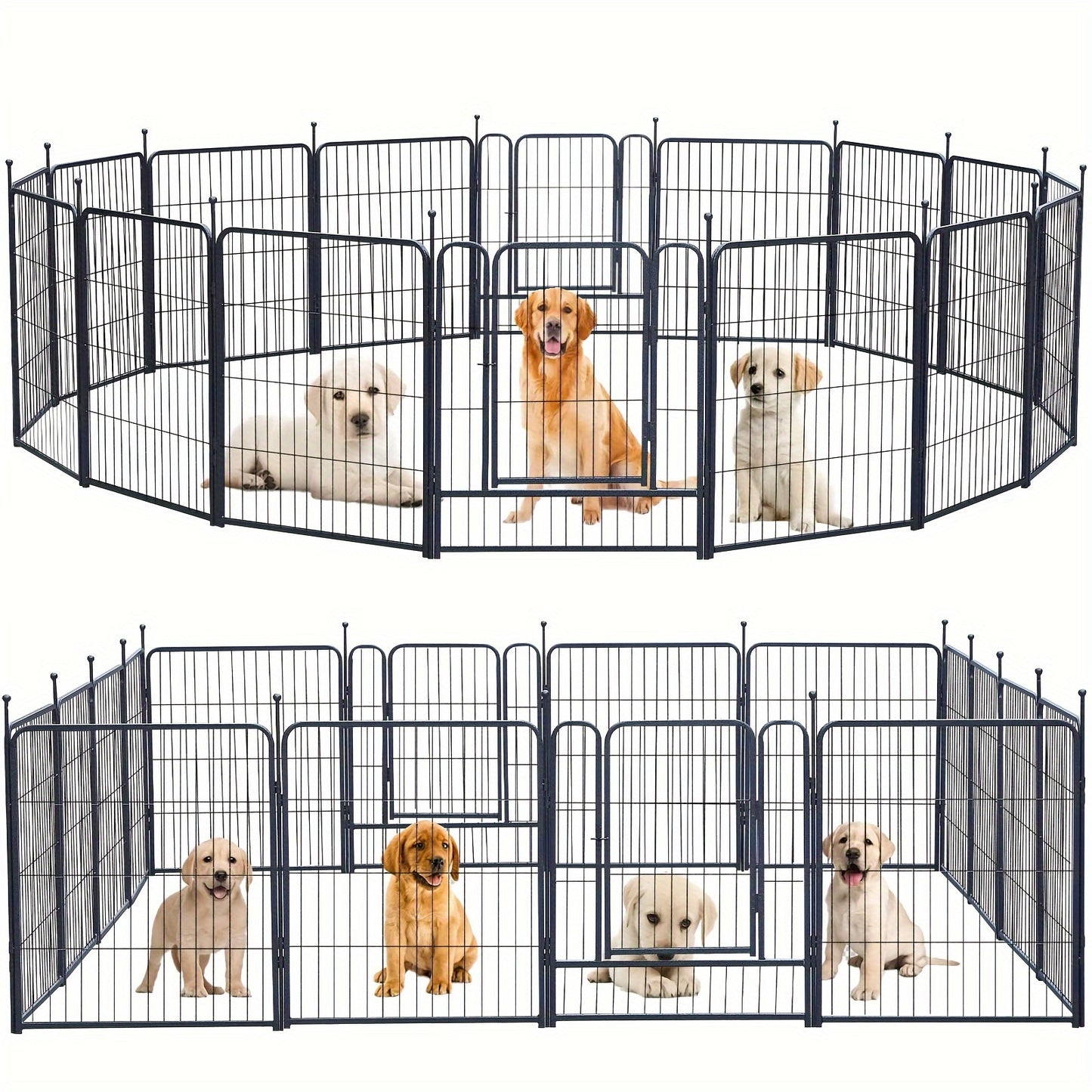 Outdoor Dog Enclosure Fence Panels – 32" Heavy Duty Hammer Design Dog Playpen, Expandable Garden Barrier for Small to Medium Dogs