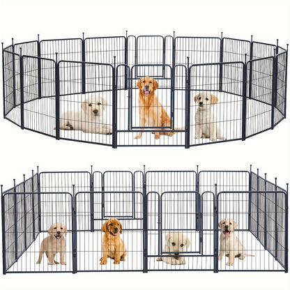 Outdoor Dog Enclosure Fence Panels – 32" Heavy Duty Hammer Design Dog Playpen, Expandable Garden Barrier for Small to Medium Dogs