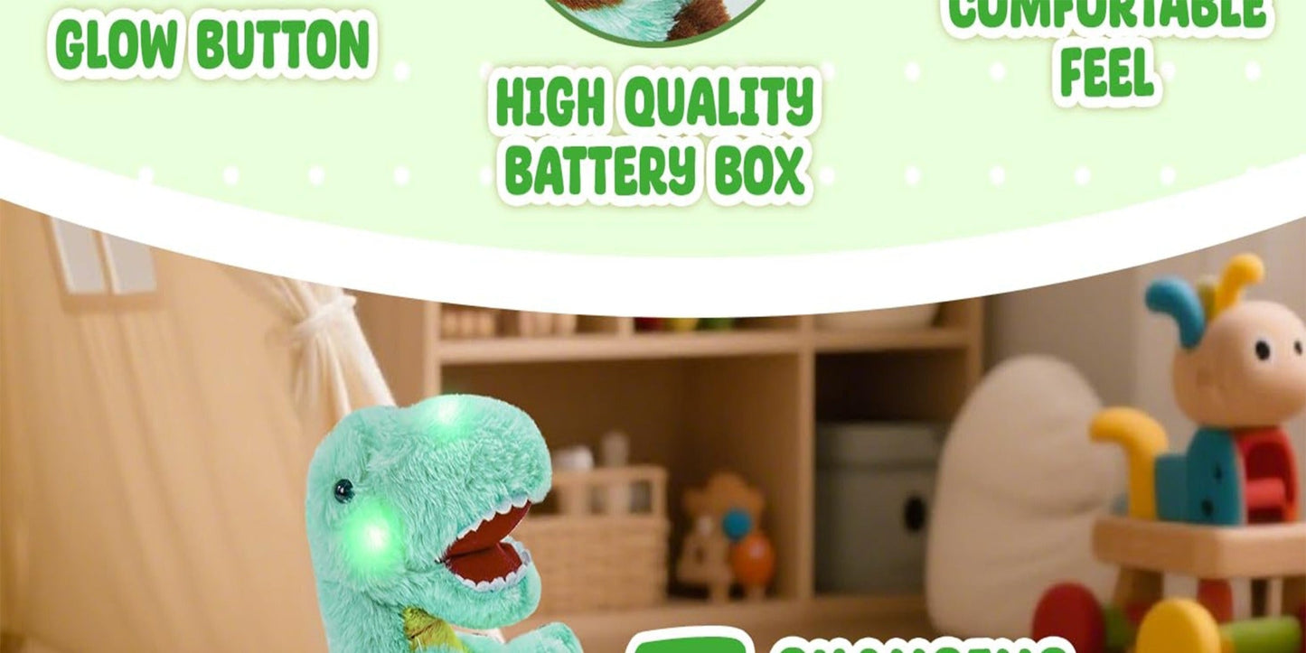Plush Toy Light-Up Tyrannosaurus Rex with Music or No-Music choices Choices and Soft Fabric