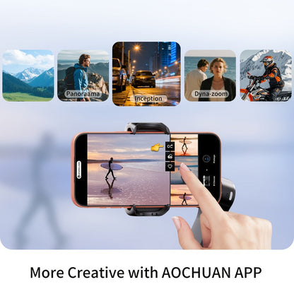 AOCHUAN Foldable 3-Axis Gimbal Stabilizer with Extendable Pole & Panoramic Gesture Control, AI Face Tracking Phone Gimbal