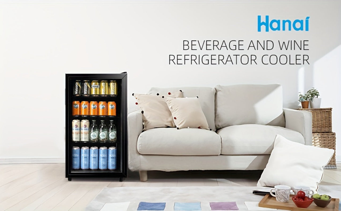 Beverage Refrigerator with Glass Door, Mini Fridge 2.0/3.5/4.0 Cu Ft, LED Lights, Adjustable Shelves