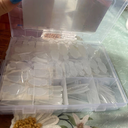 Poly Gel Nail Extension Form Kit – 192pcs Dual Forms, 96pcs Reusable Pads, 8 Shapes Acrylic Mold, Brush Pen