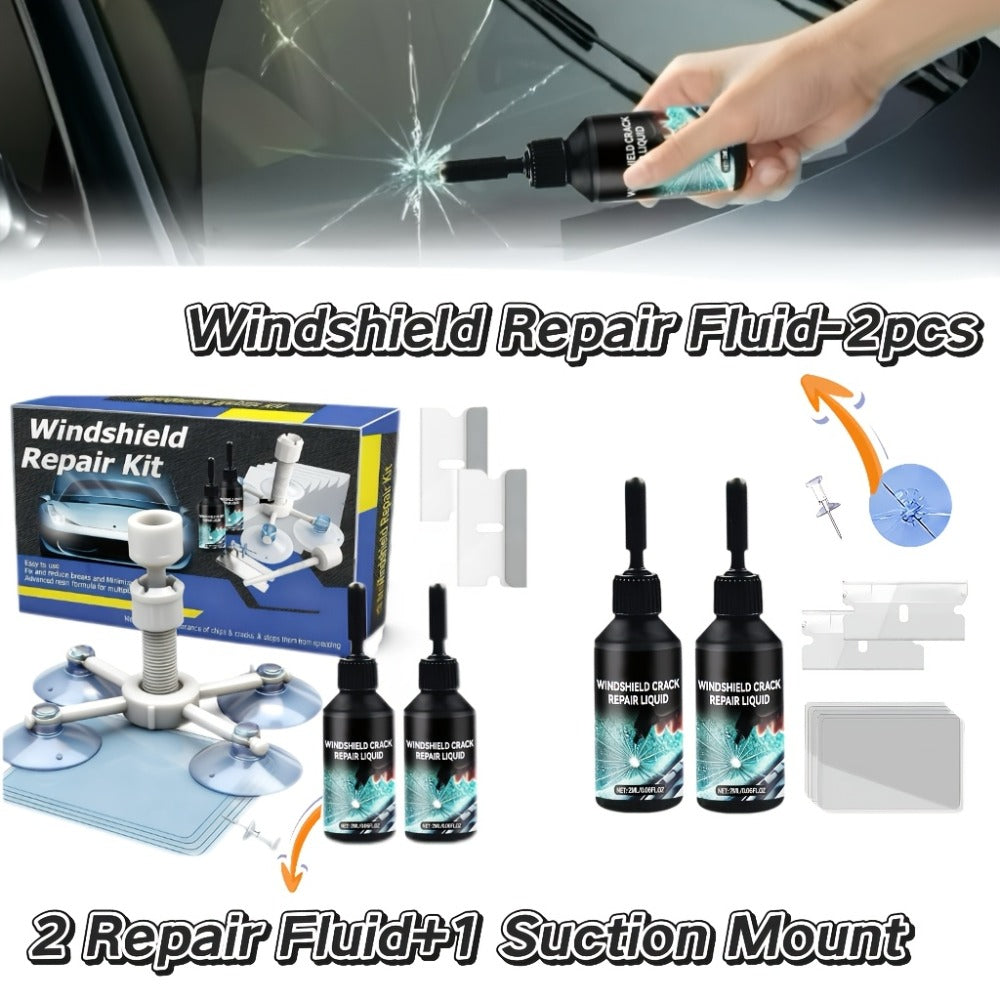 Windshield Repair Kit – Nano Resin Fix for Chips, Bullseye & Star Cracks in 15 Minutes, DIY Glass Crack Repair with Suction Injector