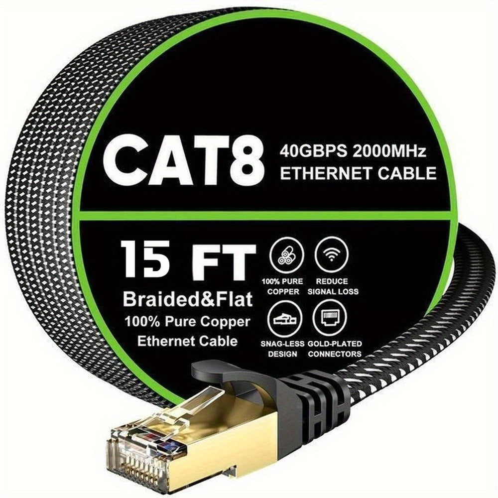 Cat 8 Ethernet Cable 100ft Flat Braided, 40Gbps 2000MHz High Speed Internet Cord for an Everyday Personal Care Routine