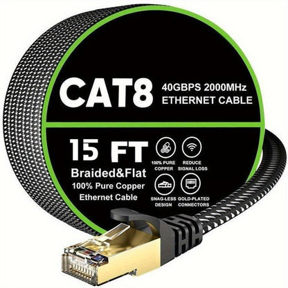 Cat 8 Ethernet Cable 100ft Flat Braided, 40Gbps 2000MHz High Speed Internet Cord for an Everyday Personal Care Routine