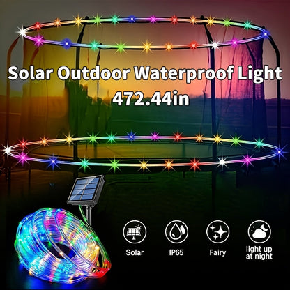 Solar Trampoline Lights for Kids – IP65 Waterproof LED Trampoline Accessories, 8 Dynamic Modes, Solar Powered Outdoor Light for 8-16ft