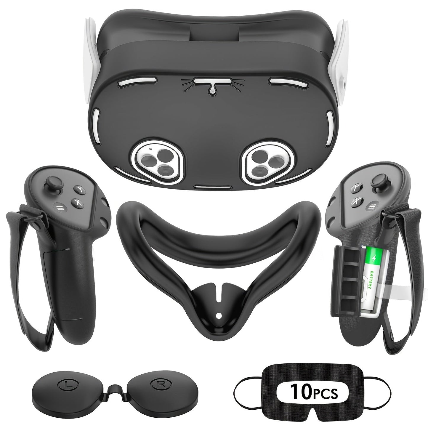 Meta Quest 3S Silicone Cover Set - VR Face Cover Shell Controller Grip Case Camera Lens Protector for an Everyday Personal Care Routine