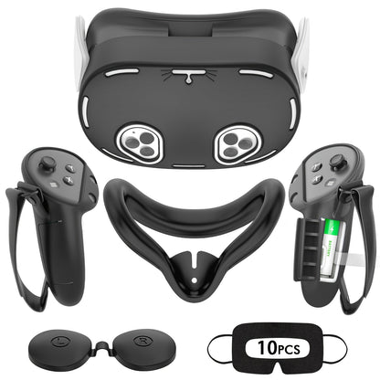 Meta Quest 3S Silicone Cover Set - VR Face Cover Shell Controller Grip Case Camera Lens Protector for an Everyday Personal Care Routine
