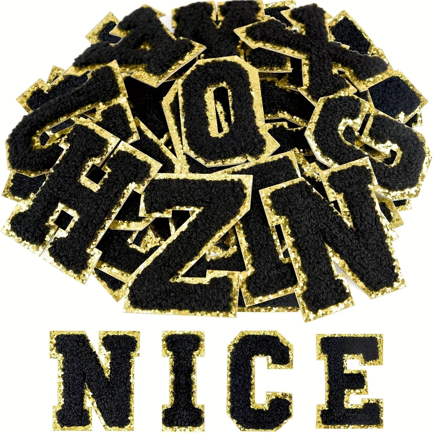 Chenille Letter Patches Self Adhesive A-Z 26pcs – Embroidered Alphabet Applique Stickers for Clothes Bags Hats Phone Cases