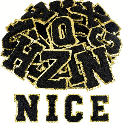 Chenille Letter Patches Self Adhesive A-Z 26pcs – Embroidered Alphabet Applique Stickers for Clothes Bags Hats Phone Cases