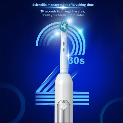 Electric Toothbrush with 3 Rotating Cleaning Modes – Induction Charging, 4 Replacement Brush Heads, Travel Case Included