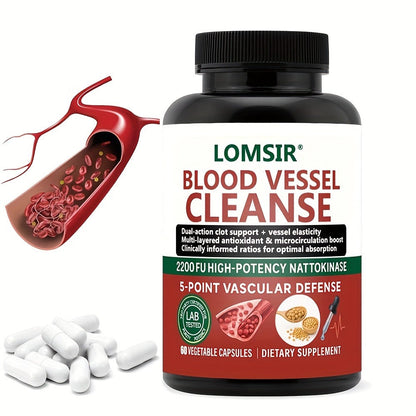 Blood Circulation Supplement Nattokinase with Gamma Oryzanol, Natural Enzyme Formula for Blood Vessel Cleanse
