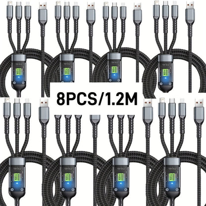 MFi 3-in-1 Charging Cable 100W Fast Charge 4/8 Pack for an Everyday Personal Care Routine, with Listed Configuration