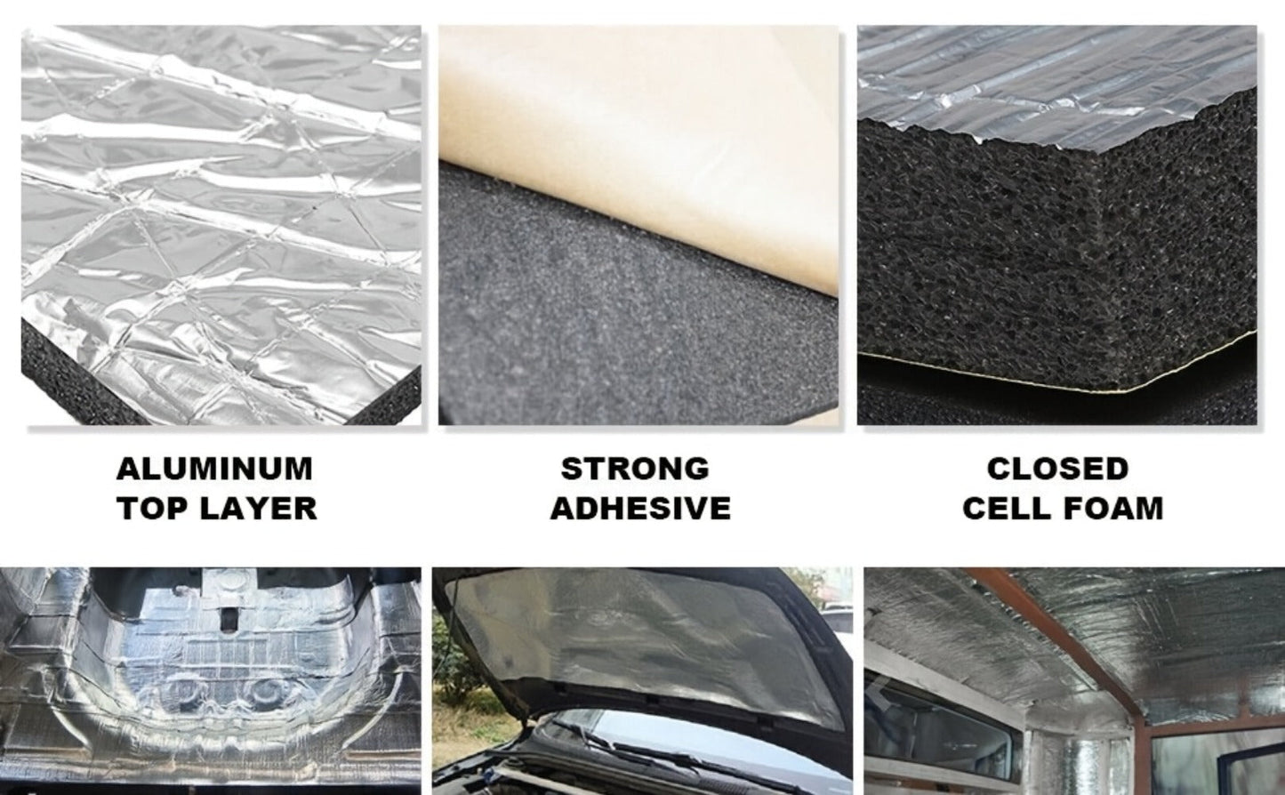 Sound Deadening Mat 60"x40" 275Mil 7mm Self-Adhesive Thermal Insulation – Car Sound Deadener for Hood Door Trunk Floor Firewall Truck Van RV