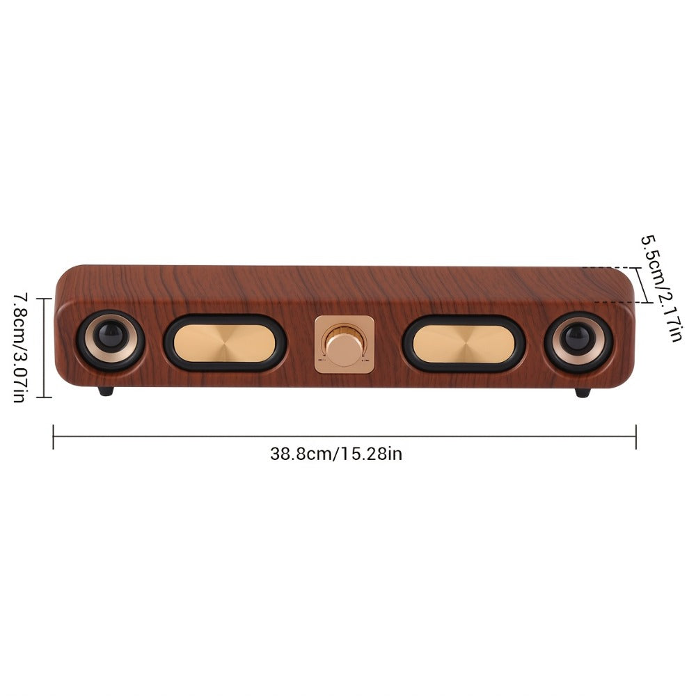 Classic Vintage 10W Bluetooth Desktop Soundbar with Dual 2-Inch Speakers, USB & 3.5mm AUX & TF Card Input