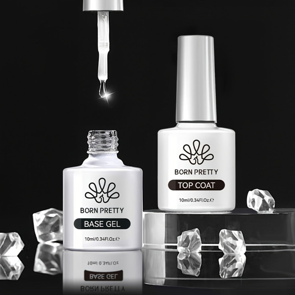Gel Nail Prep Kit 4-Piece BORN PRETTY – Nail Dehydrator 15ml, Primer 15ml, Base Gel 10ml & Super Top Coat 10ml for Semi-Permanent