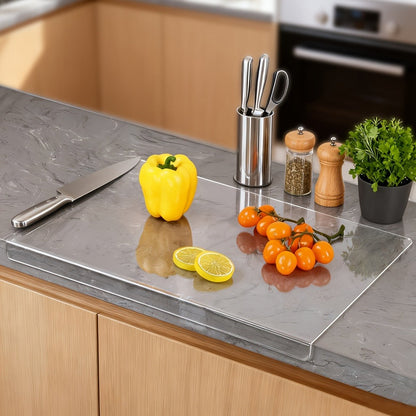 Cutting Board Acrylic Counter-Lip Surface in Black or Clear, Two Sizes and Standard or Thickened Options