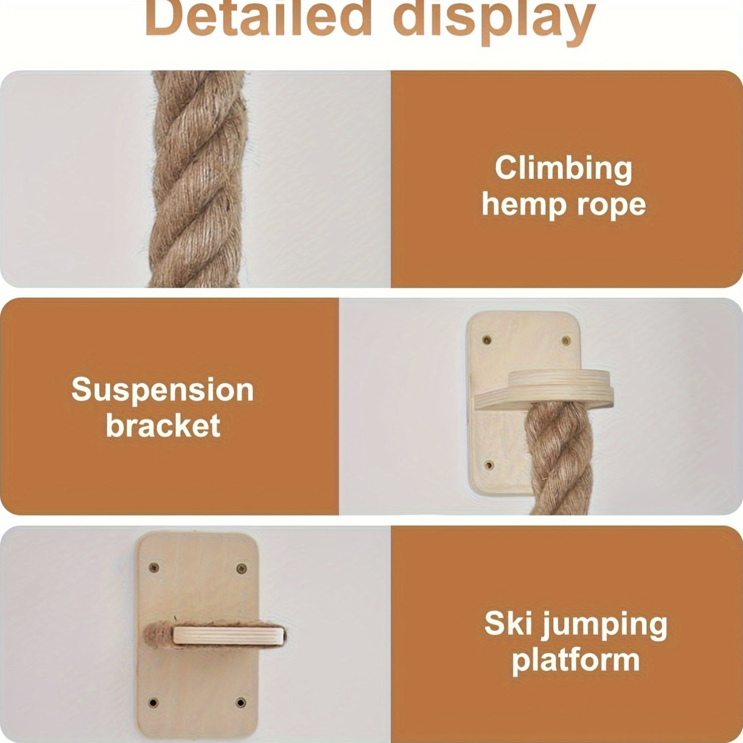 Wall-Mounted Cat Scratching Post with Climbing Rope Jute Rope Jump Platform Resting Perch Large Ladder Cat Tree Activity Center Space-Saving