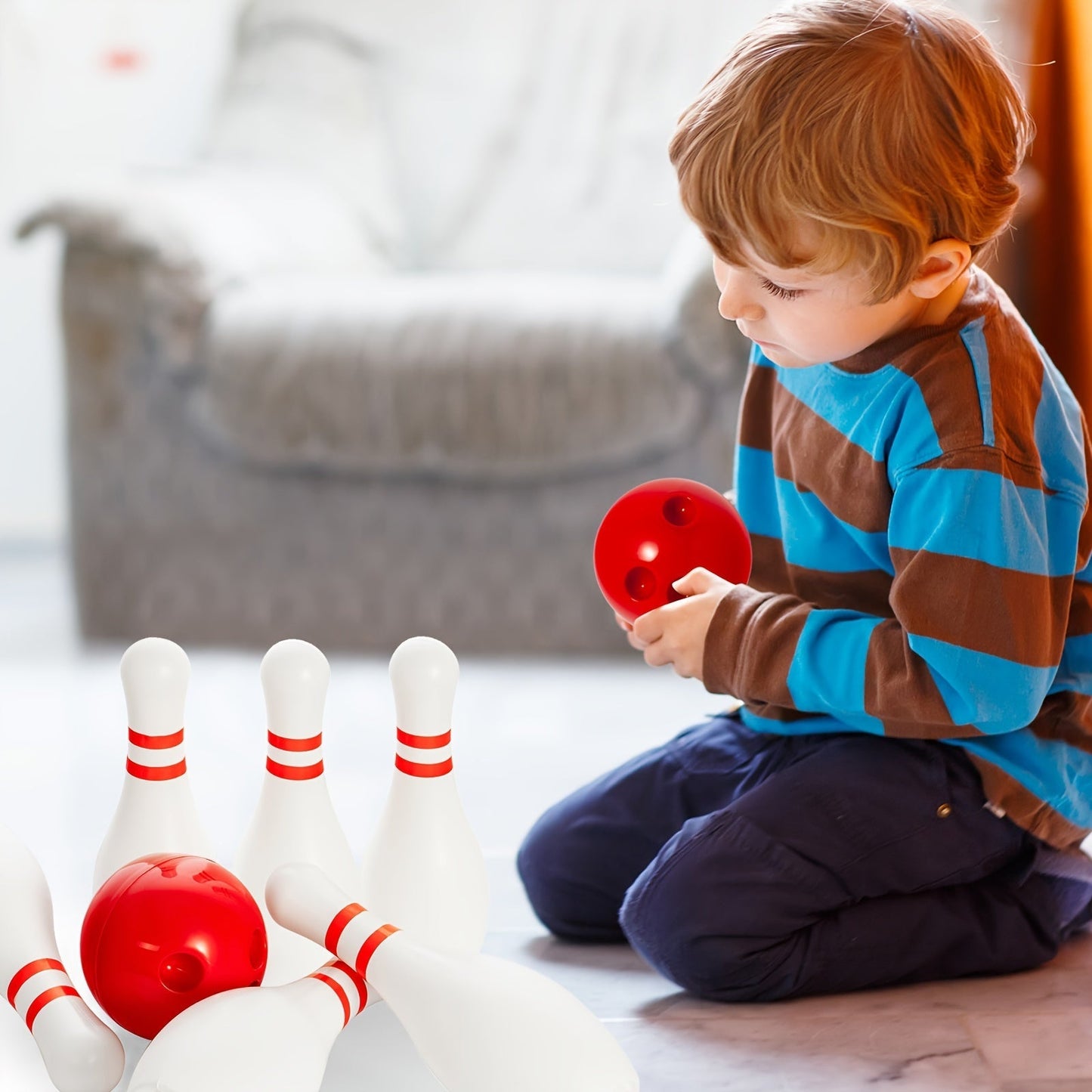 Light-Up Kids Bowling Set with 10 Pins & 2 Balls – Glowing Indoor Outdoor Bowling Game for Boys & Girls, 7.87-Inch Tall Pins