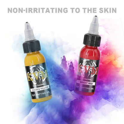 Tattoo Ink 7- or 14-Color Set with 1oz 30ml Bottles and Three Palette Configurations with Item-Specific Color, Capacity and Bottle Choices