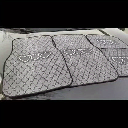 Blessed Script Car Floor Mats with Black Printed Surfaces in Two- or Four-Piece Set Options