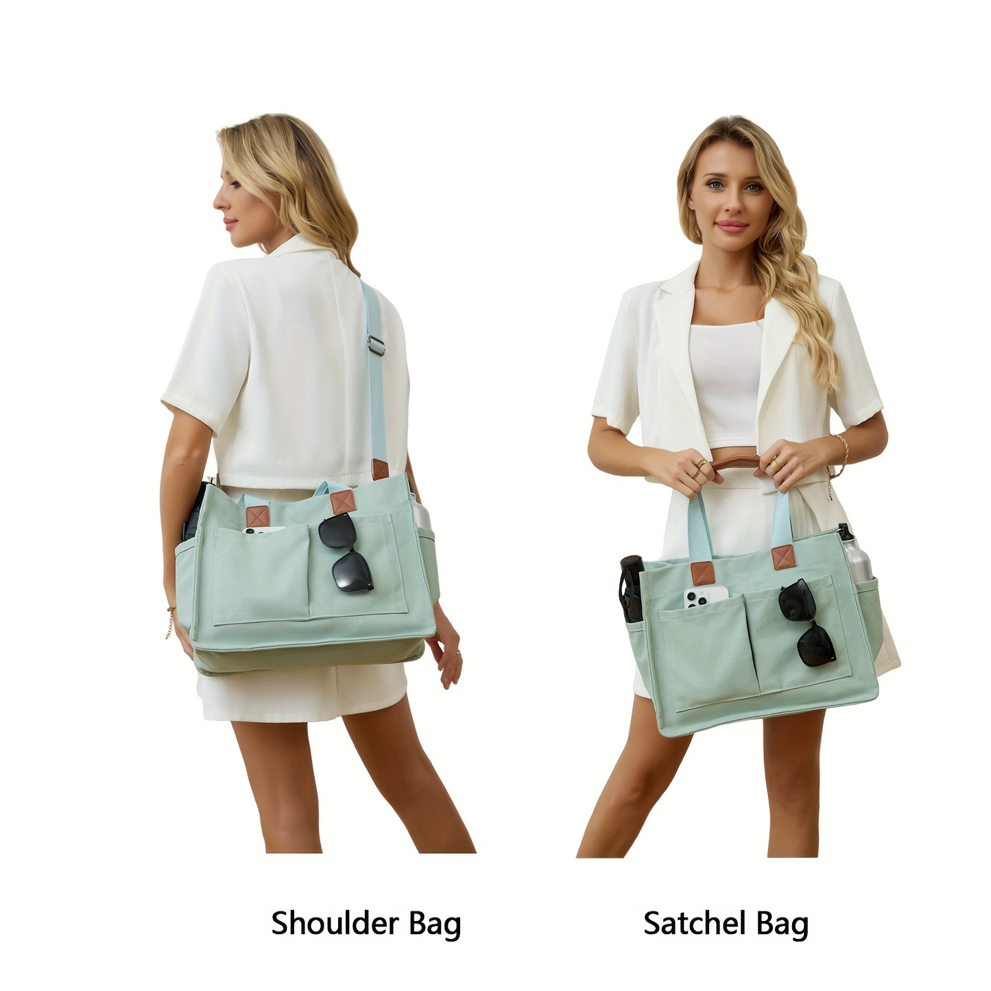 Large Utility Tote Bag for Women with Multiple Pockets, Adjustable Strap and Small or Large Sizes