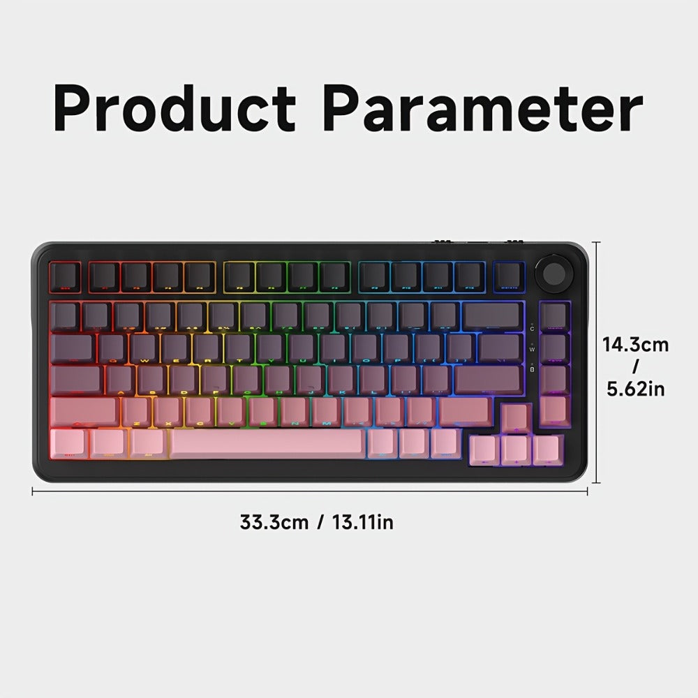 Hot Swap Gasket Mechanical Keyboard AJAZZ AK820 75%, Wireless 2.4GHz & Wired, Volume Knob, South-Facing RGB