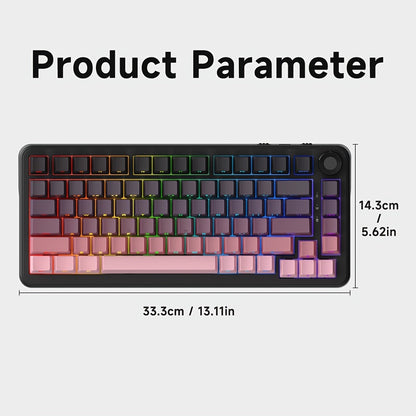 Hot Swap Gasket Mechanical Keyboard AJAZZ AK820 75%, Wireless 2.4GHz & Wired, Volume Knob, South-Facing RGB