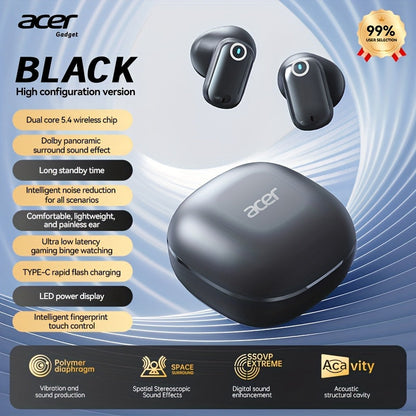 Wireless Earbuds Acer OHR501 Bluetooth 5.4 Semi-In-Ear with Touch Controls, Type-C Case and Eight Colors