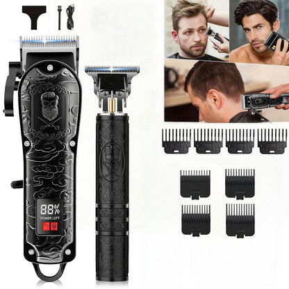 Men's Grooming Set USB Rechargeable Hair Clipper Electric Shaver Nose Ear Hair Trimmer for Everyday Face, Beard and Body Grooming