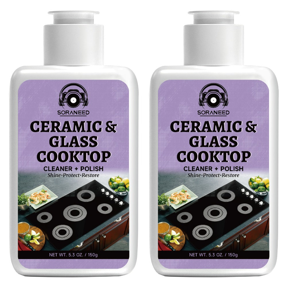 Ceramic Stovetop Cleaner Cream, Glass Stove Top Cleaning Paste, Removes Burnt-On Grease & Stains