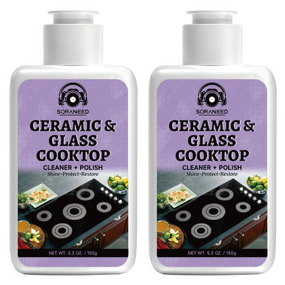 Ceramic Stovetop Cleaner Cream, Glass Stove Top Cleaning Paste, Removes Burnt-On Grease & Stains