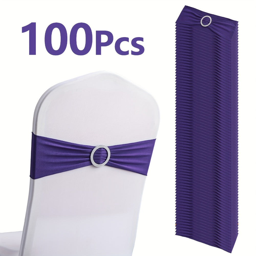 Chair Sashes for Wedding 100pcs Stretch Spandex Elastic Chair Sash Bands with Buckle for Dining Chairs Banquet Party Event Decor